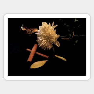 Chrysanthemum & Cinnamon 2 - Baroque Inspired Dark Still Life Photo Sticker